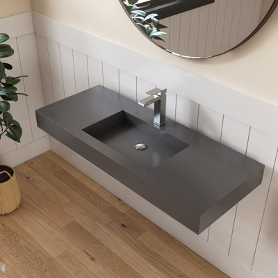 Lavabo de salle de bain mural rectangulaire en pierre 47 po Chloe