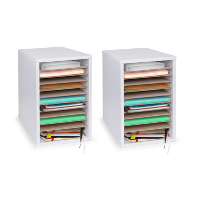 11-Compartment Wood Vertical Paper Sorter Literature File Organizer