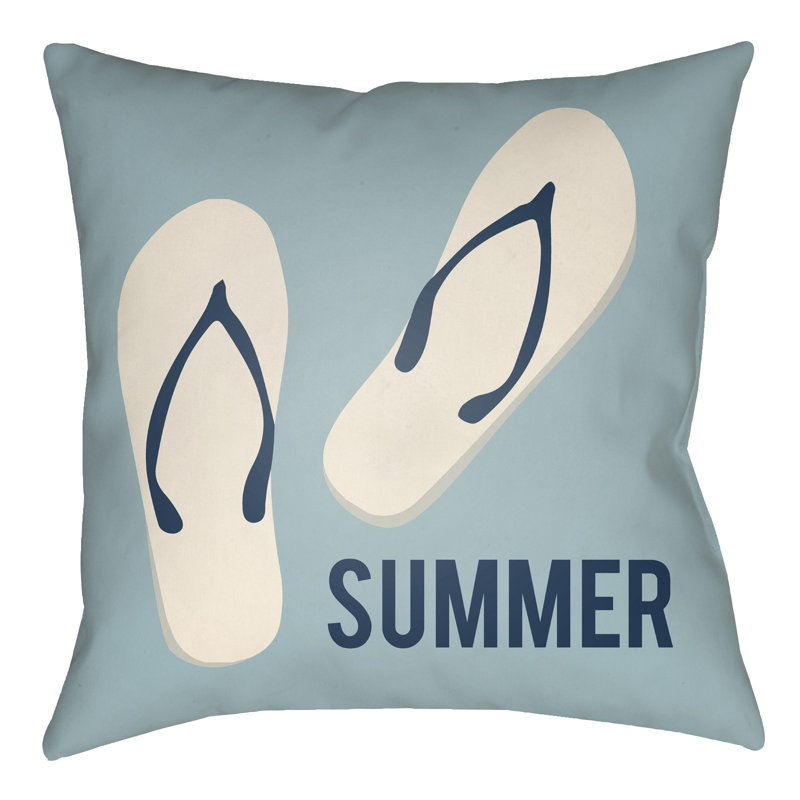 Litchfield Summer Outdoor Reversible Throw Pillow, Lime Green/Navy Blue, 26" H x 26" W