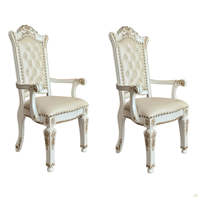 Ensemble de 2 chaises à dossier capitonné beige et perle antique (ensemble de 2)