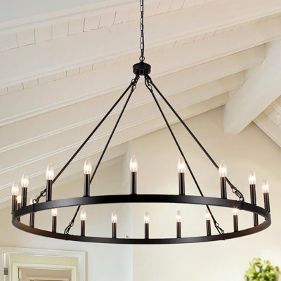 Triste 20 - Light Dimmable Wagon Wheel Chandelier
