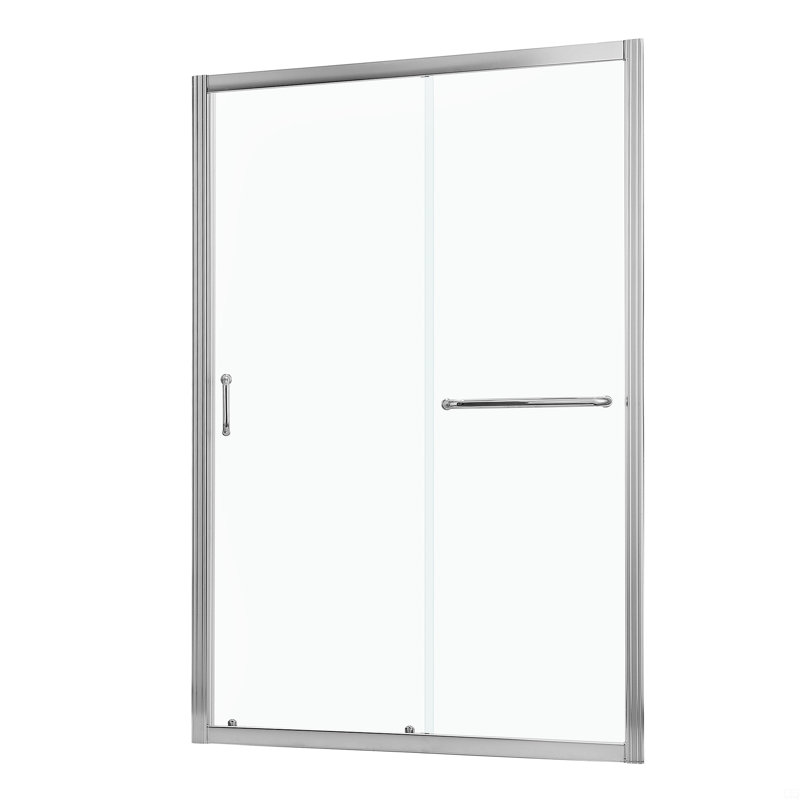 Shower Door Single Sliding Bypass Shower Enclosure, 1/4 In. (6Mm), Silver, Double Slide