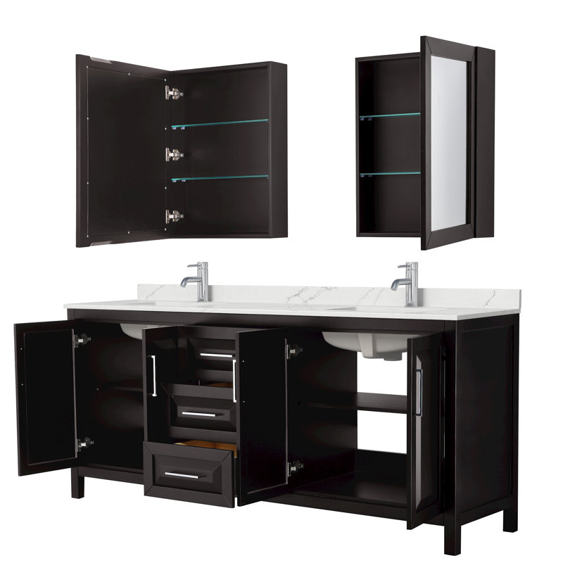 Daria 80'' W Vanity, Polished Chrome, Brown, Giotto Quartz
