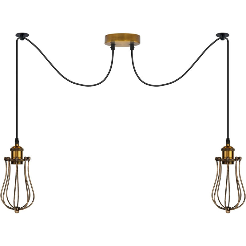 - Light Yellow Brass Caged Pendant, 2