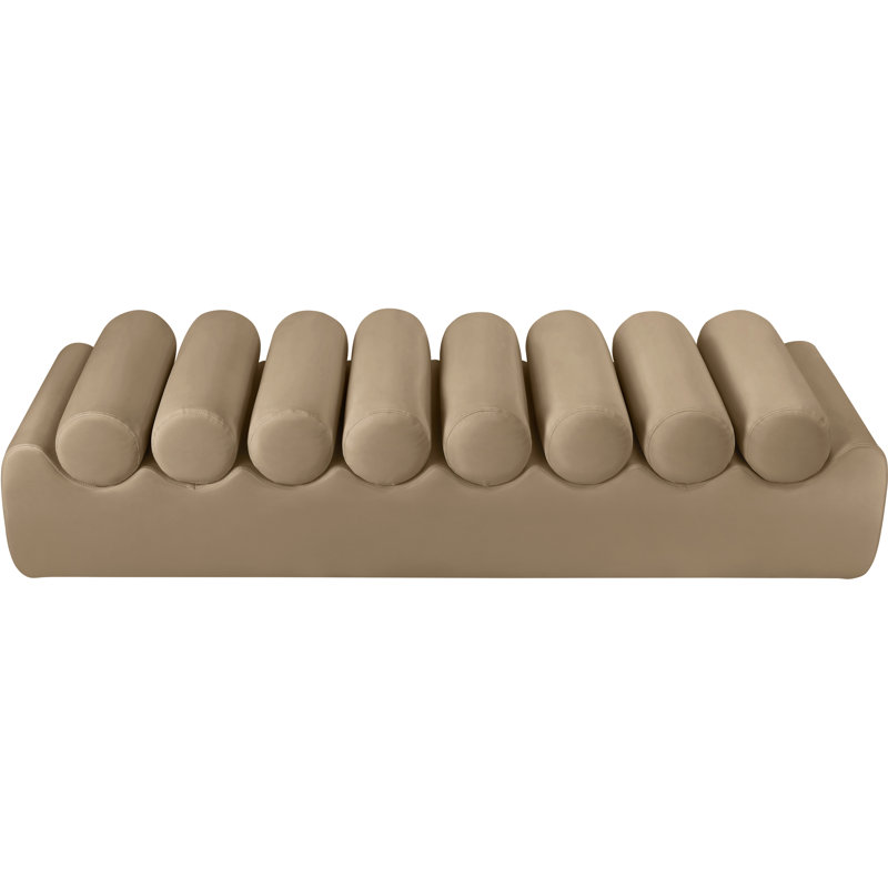 Banc en cuir Rumble Vegan, H 16,5 po x l 72 po x P 22 po, Cuir brun clair végétalien
