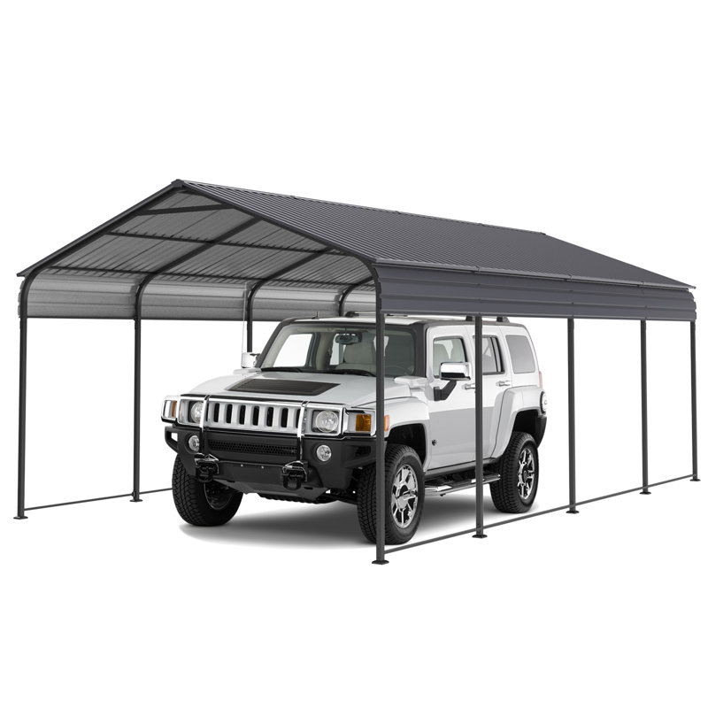 Supply Video NEW Metal Carport 12 ×20 FT Heavy Duty With Galvanized Steel Roof, Metal Garage Canopy With Galvanized Steel Roof & Frame, Car Tent Outdoor Storage Shed For Car, Boats And Truck, Gray