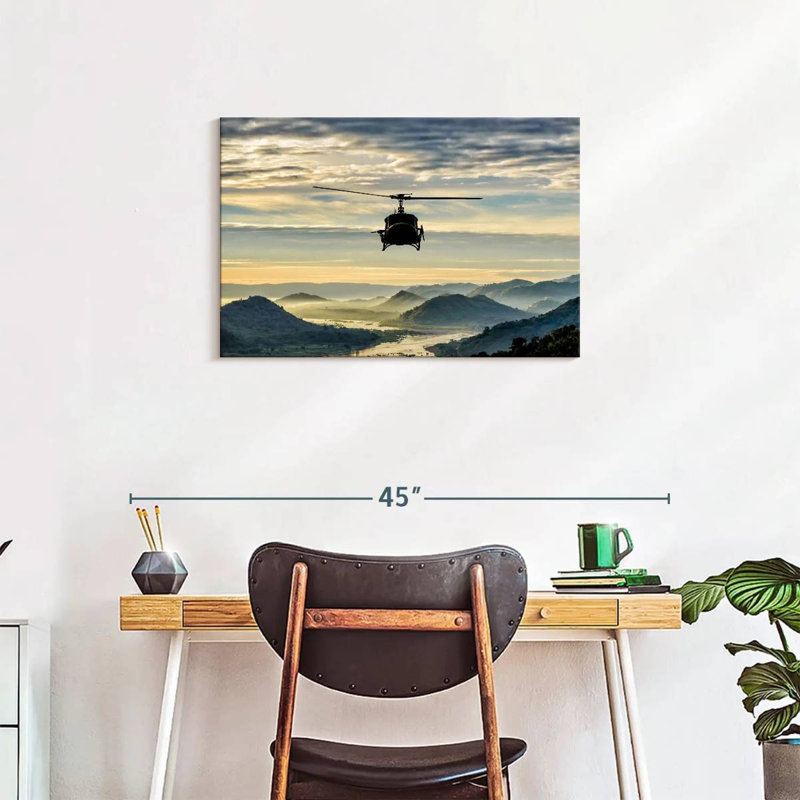 Mehar Helicopter Over Valley, 20" H x 30" W