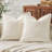 Corduroy Soft Throw Pillow Covers. Striped Textured Square Pillowcases Neutral Home Decor for Couch Sofa Bed Living Room (Pack of 2）-135726023-135726025