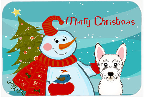 Planche à découper en verre westie caroline Snowman Buddies