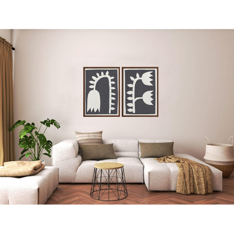 "Black Tulips", ensemble de deux reproductions d'art encadrées, Blanc, H 14 po x l 20 po