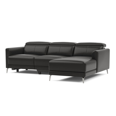 Valencia Geshia Leather Reclining Modular Sofa, 3 Seater Sofa | Italian Nappa 11000 Grain Leather | Power Reclining Seat with Adjustable Headrests by Brayden Studio