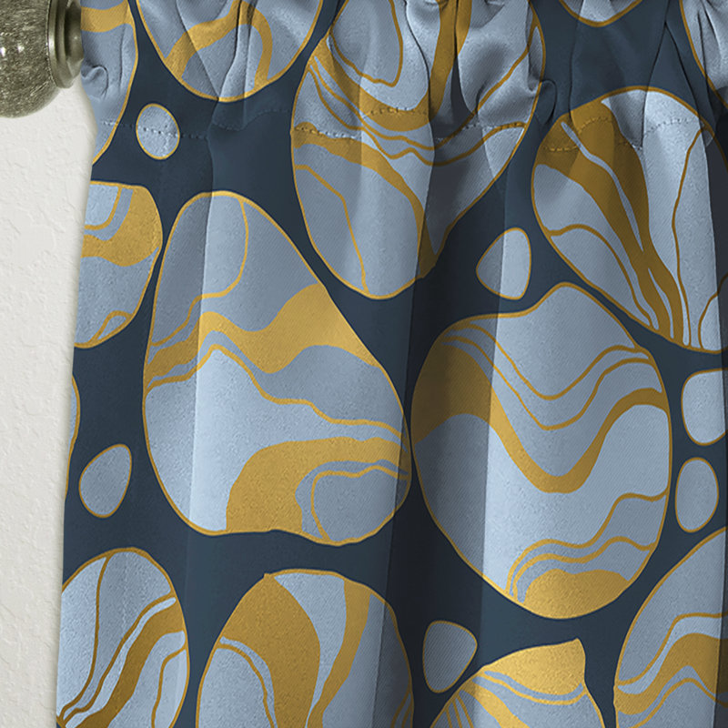 Rideau simple occultant de style Mid-Century abstrait Golden Marble Design IV, L 52 po x L 95 po