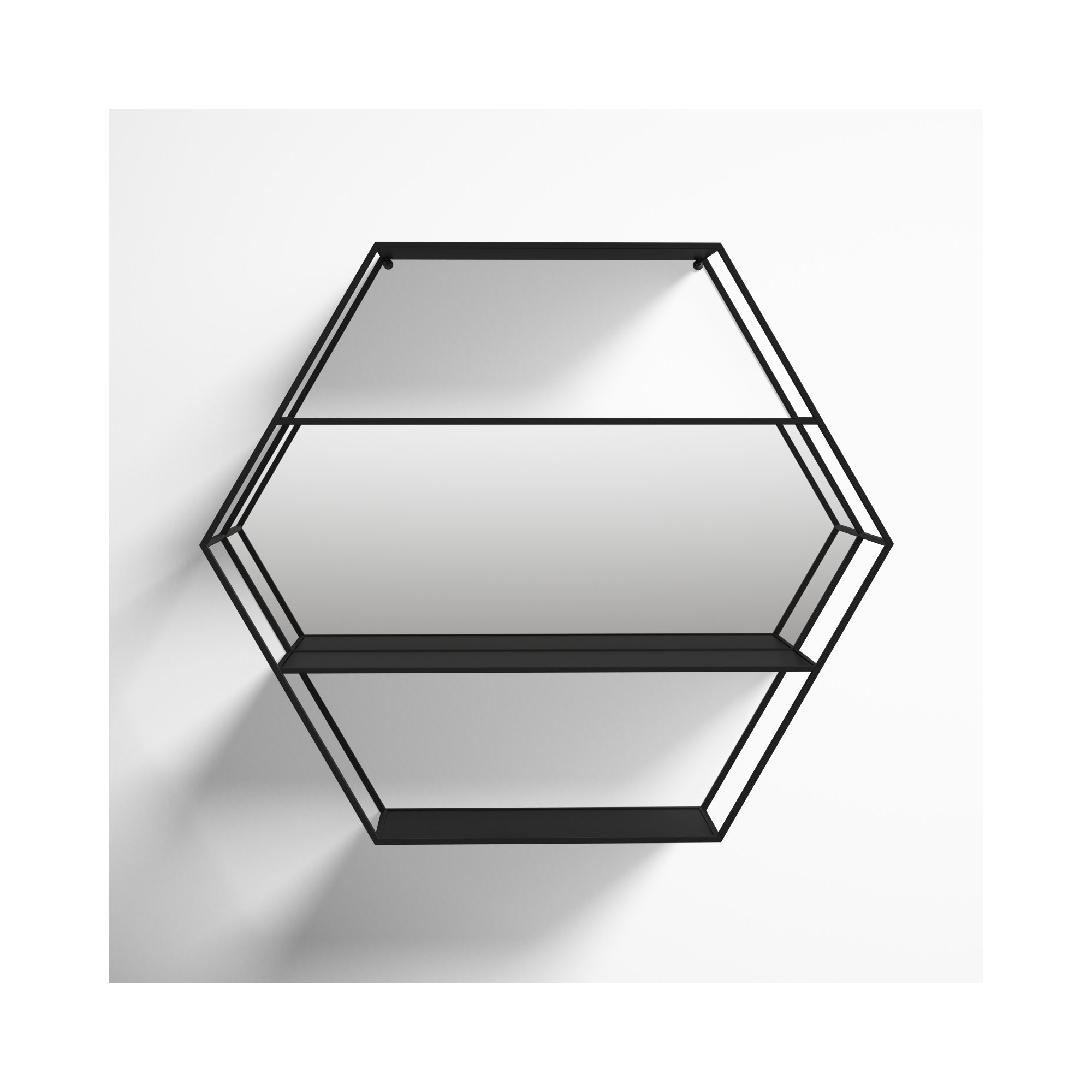 Celestia 3 Piece Hexagon Accent Shelf, Black