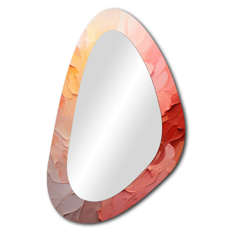 Gradient Grace Artistry - grand miroir de forme unique arc-en-ciel, miroir mural décoratif traditionnel asymétrique, impression d'art en métal