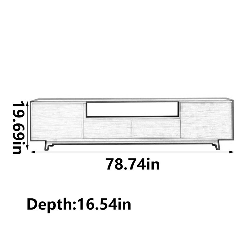 Simple classic solid wood TV cabinet, 78.74"