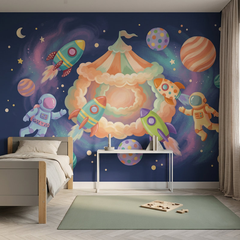 Décoration murale amovible Space Astronauts Rockets, Non-Woven Nonpasted, 120"x96"