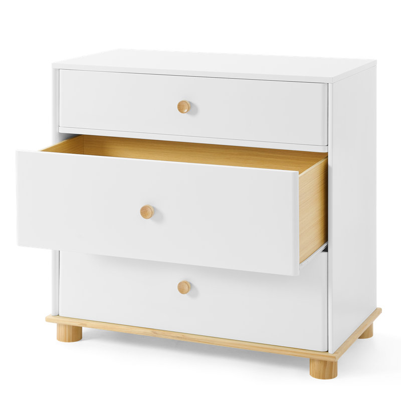 Commode 3 tiroirs Little Seeds Roo, Blanc/naturel