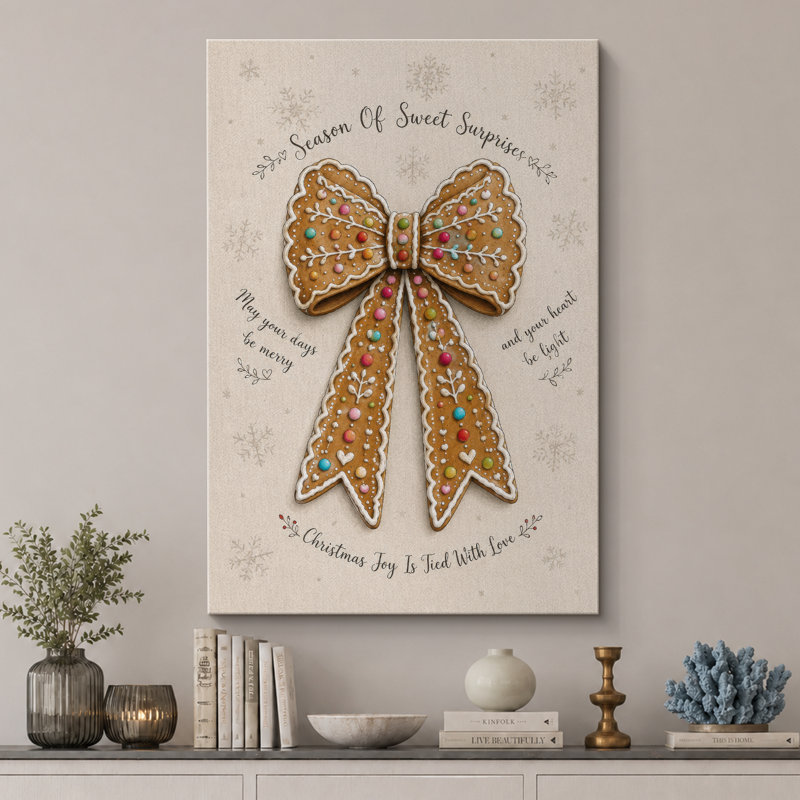 «Gingerbread Bow», art de vacances de Noël, images de cuisine, impression sur toile encadrée, H 18 po x l 12 po x P 1,5 po