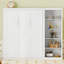 Grand lit escamotable mural avec tablettes, blanc