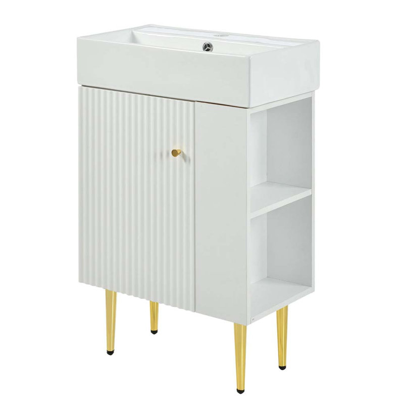 Meuble-lavabo simple 21,6 po avec lavabo en blanc