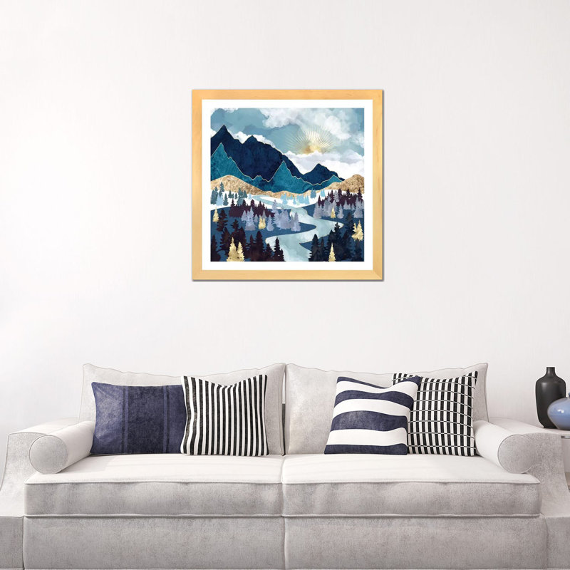 Valley Sunrise - impression d'art graphique, 24" H x 24" W x 1'' D, Natural Wood Paper, Blanc