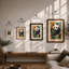 Panda with Bamboo Japandi - Framed Print-350142480-350142492