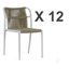 Ensemble de 12 chaises de salle à manger en corde tissée beige Goodin avec structure en plastique-1151710113