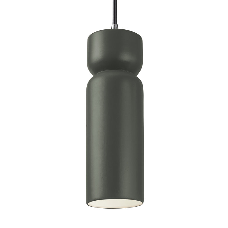 Luminaire suspendu simple en forme de sablier Breeona, Étain vert, Chrome poli
