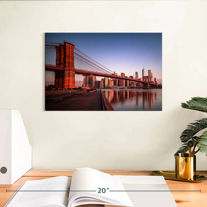 Lilie Brooklyn Bridge au lever du soleil, H 8 po x l 12 po
