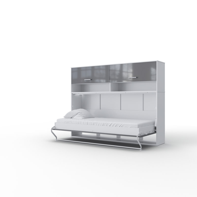 Aubri Murphy Bed, White/Light Grey
