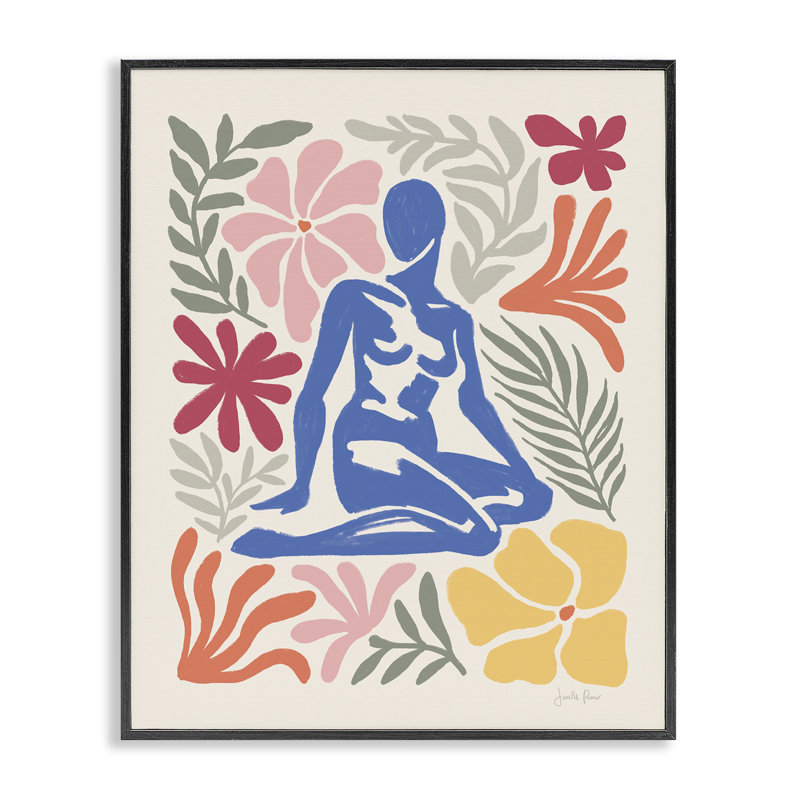 «Abstract Garden & Woman», estampe numérique encadrée par Janelle Penner, Giclée encadrée noir minuit, H 14 po x l 11 po