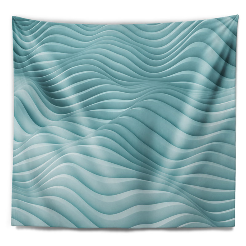 Tapisserie de vagues bleues fractales 3D, H 32 po x l 39 po