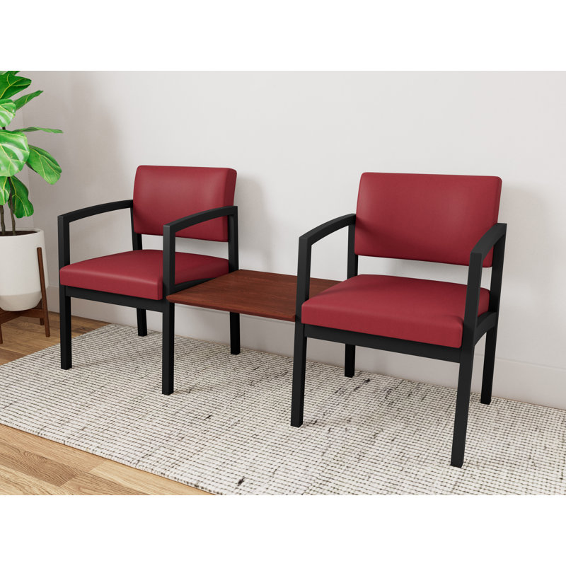 Structure tandem 2 places avec table centrale en acier Lenox, Noir / cerise Canyon, Cerise Canyon