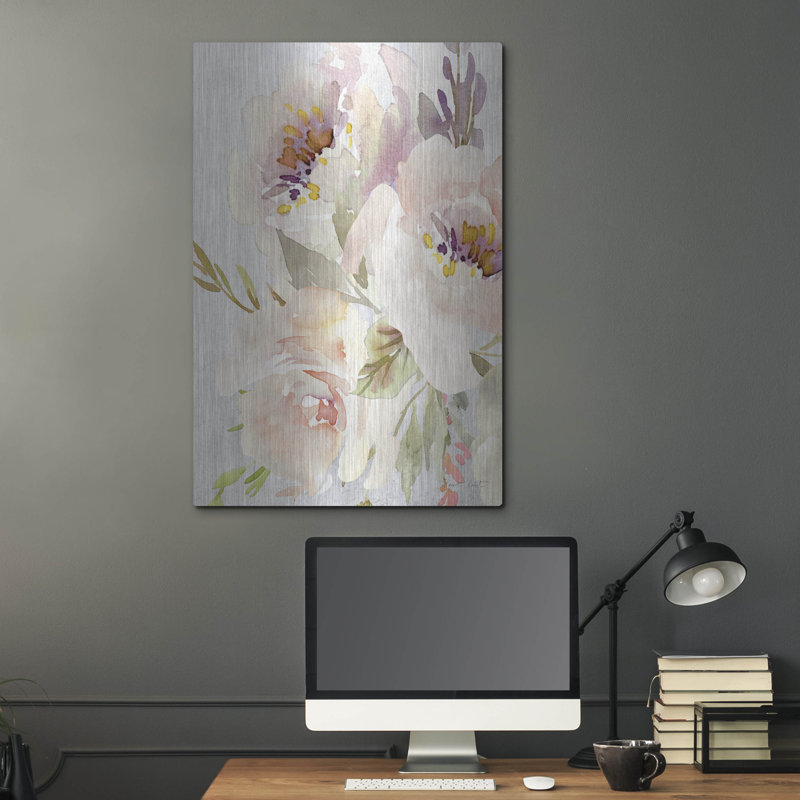 «Soft Blossoms B» par Jean Plout, art mural en métal, H 36 po x l 24 po