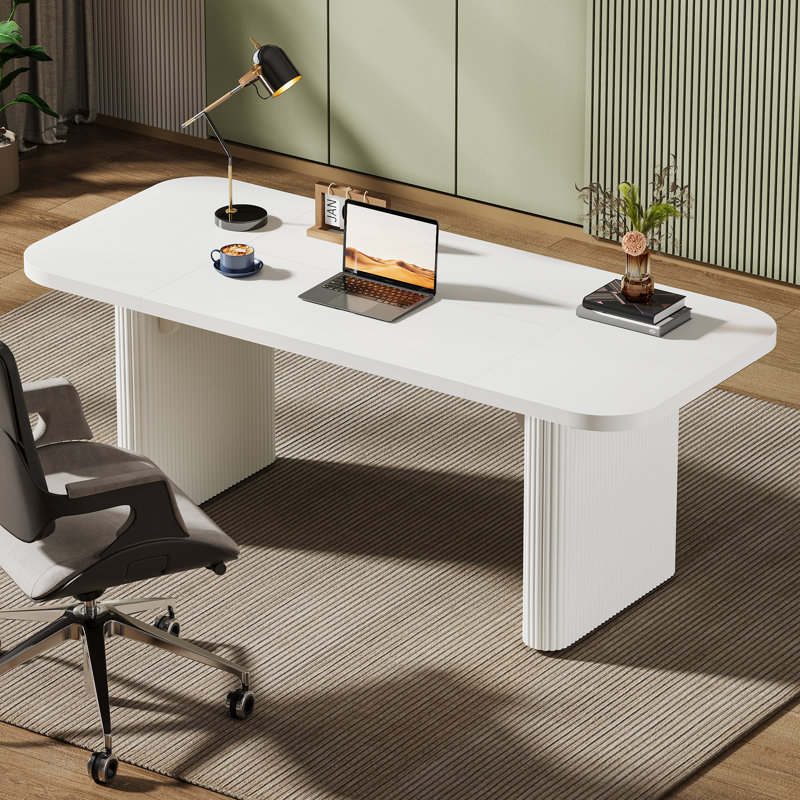 63-Inch Office Desk, Modern Executive Desk, White
