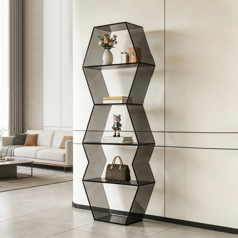 Bibliothèque moderne moderne en acrylique multi-couches, (5 Shelves) 59.06"H x 23.62"W x 11.81"D