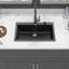 33 x 22 po, évier de cuisine en composite de quartz de style granit noir, solide et qui élimine le bruit, surface lisse pour un essuyage facile, 33 x 22 po, stable, minimise les vibrations de la saleté-124185524