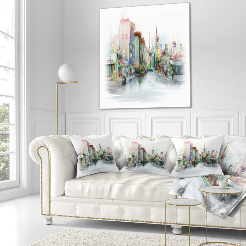 Coussin lombaire "cityscape illustration of city street"