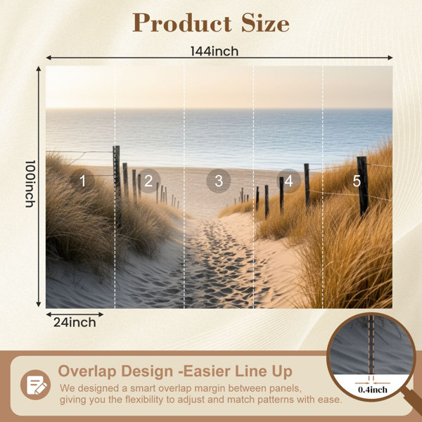 Red Barrel Studio Coastal Peel and Stick Wallpaper Sandy Pathway Ocean ...