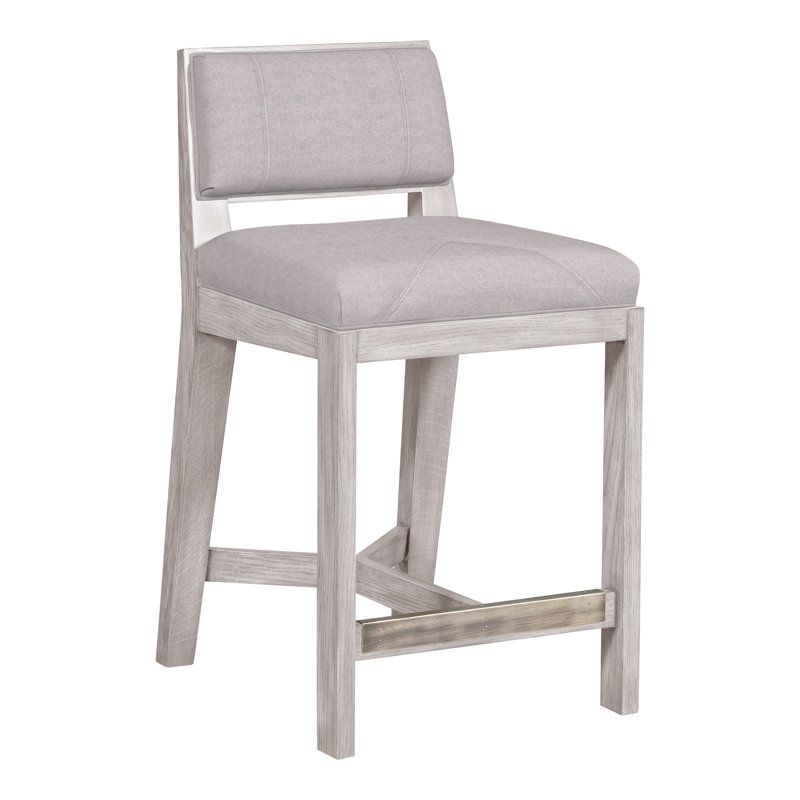 Thom Filicia Solid Wood 26.5" Counter Stool, Nadia Linen, Dove Gray