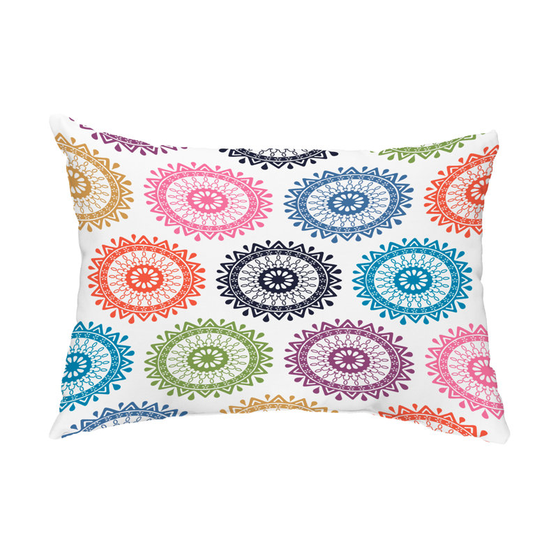 Groovy Geometric Outdoor Reversible Throw Pillow, Teal