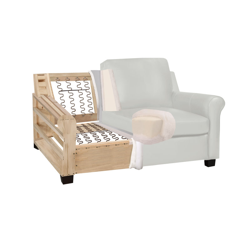 Canapé Ambrie, Cuir gris argenté, H 36 po x l 58 po x P 37 po