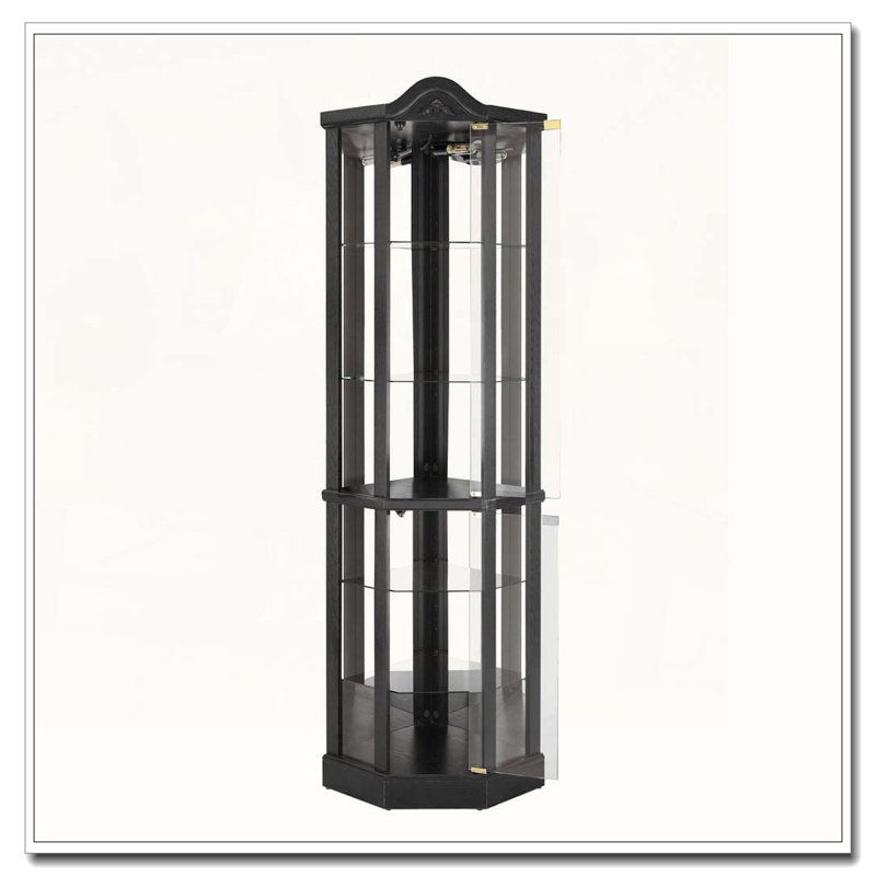 Vitrine lumineuse en verre, Noir, H 72 po x l 17 po x P 17 po