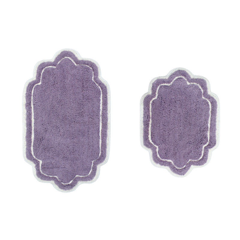 Dobrinka 100% Cotton Bath Rug - 17"x24", 21"x34", Purple