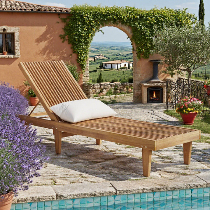 Chaise longue en bois Nadine - Dossier réglable