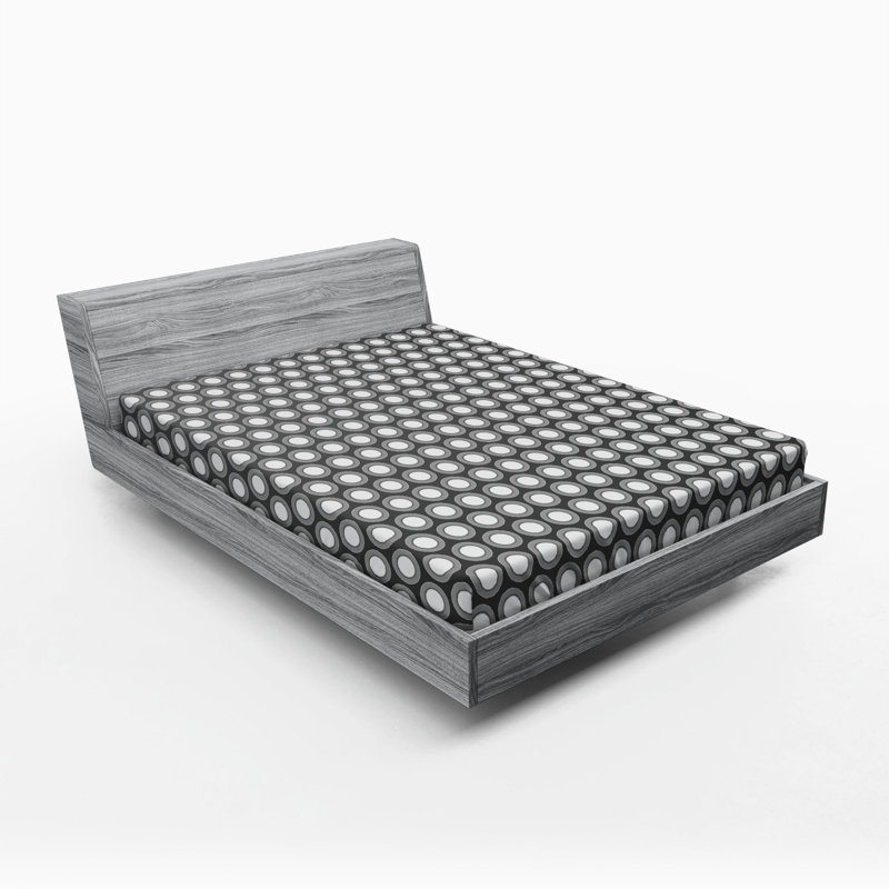 Full Size White and Gray Microfiber Geometric Fitted Sheet