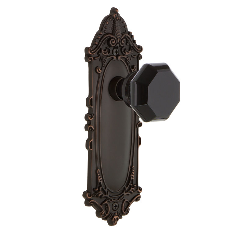 Plaque victorienne avec bouton de porte Waldorf noir, 2 3/4 po, Bronze intemporel