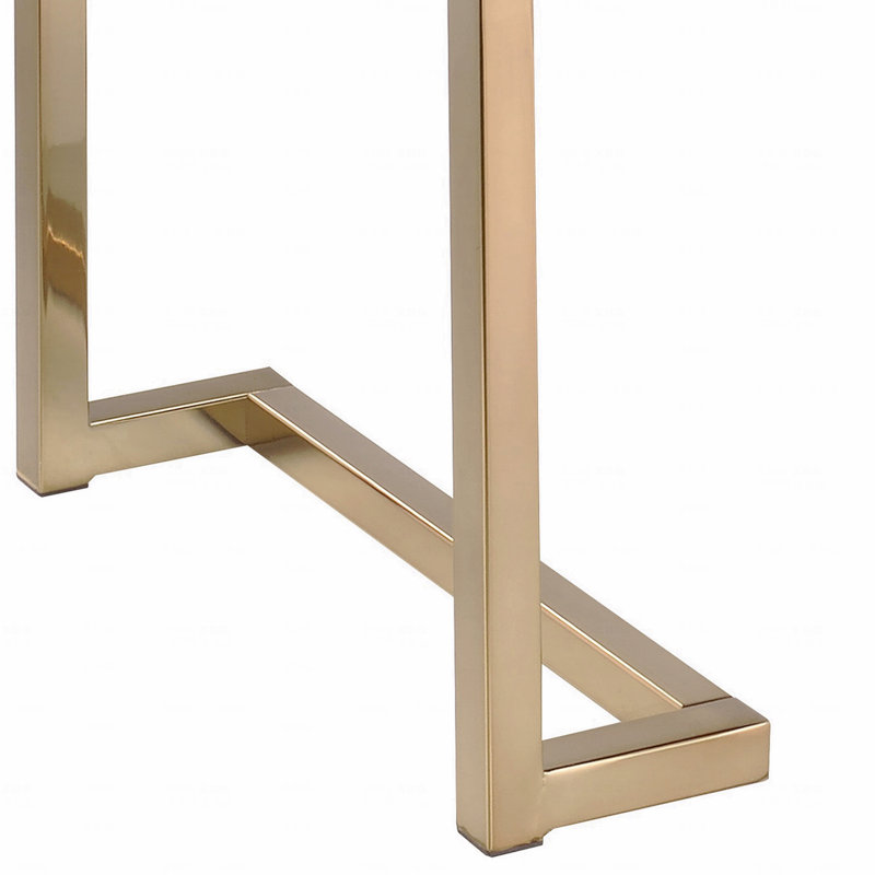 Banc rembourré en tissu et finition champagne