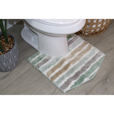 Tapis de toilette de luxe en forme de U 20 x 20, tapis de salle de bain en microfibre très doux et absorbant, tapis de bain moelleux antidérapant, lavage en machine, tapis de salle de bain contour pour base de toilette, vert