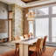 Plafonnier semi-encastré à 6 lumières avec perle en bois et laiton 6 lumières